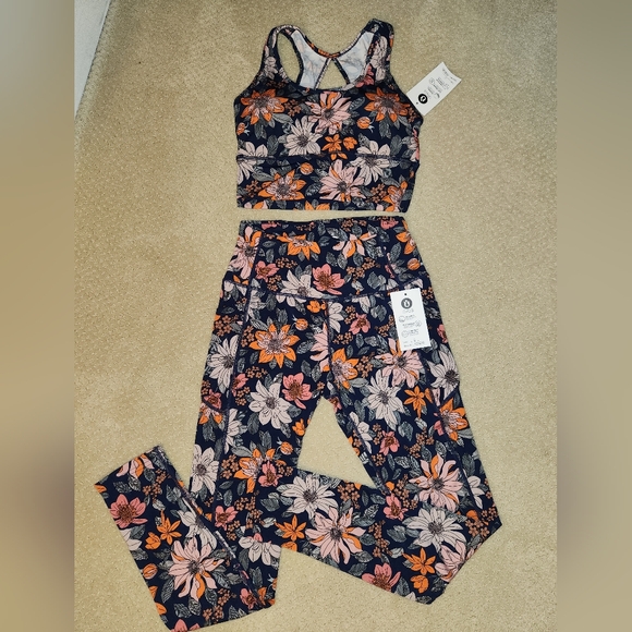 Pants - OTOS Floral Women's Sport Set Bra And Leggings Size Small
